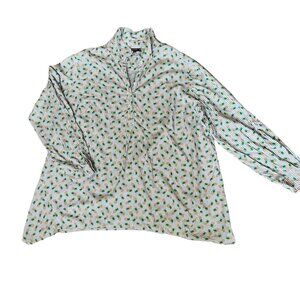 Pineapple Print 1/4 Button Blouse Flare Sides